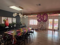 We decorated but she had all the supplies like tape, scissors and balloon pump!