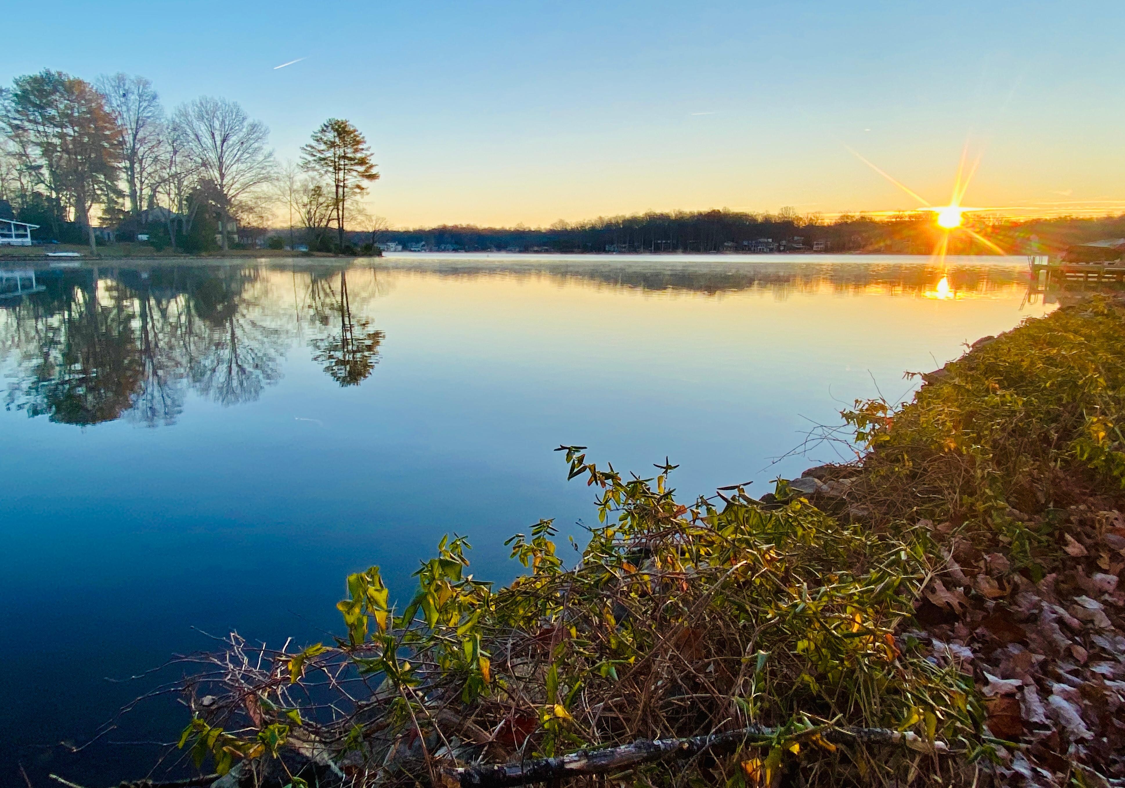 5 minute walk from house to watch the sunrise over the water
