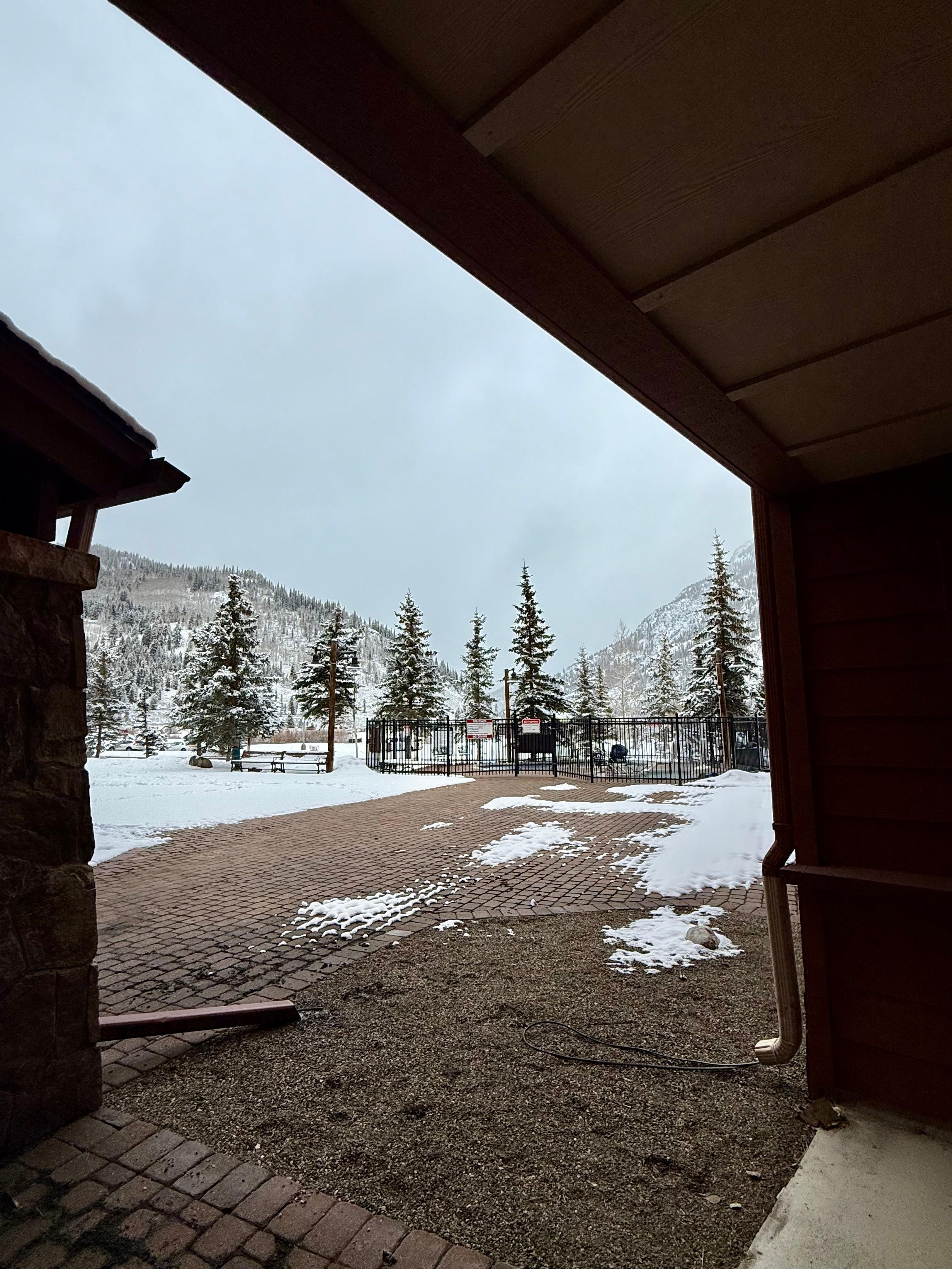 View from the back patio to the hot tub
