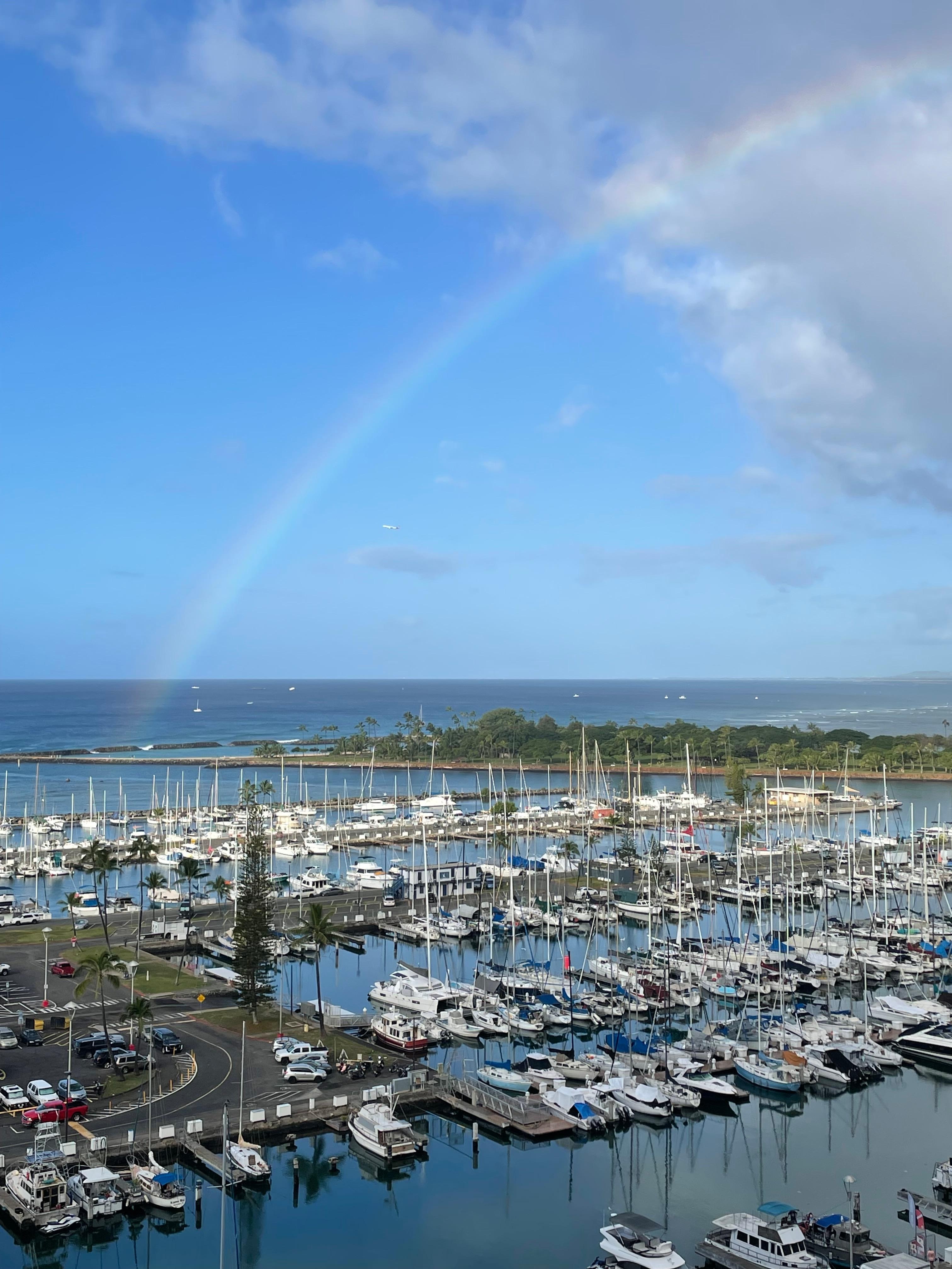 View of the marina from balcony. 