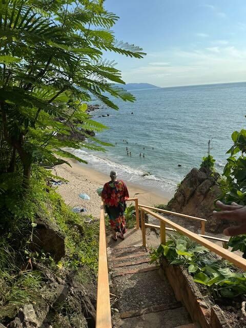 Stairs to the beach from the house