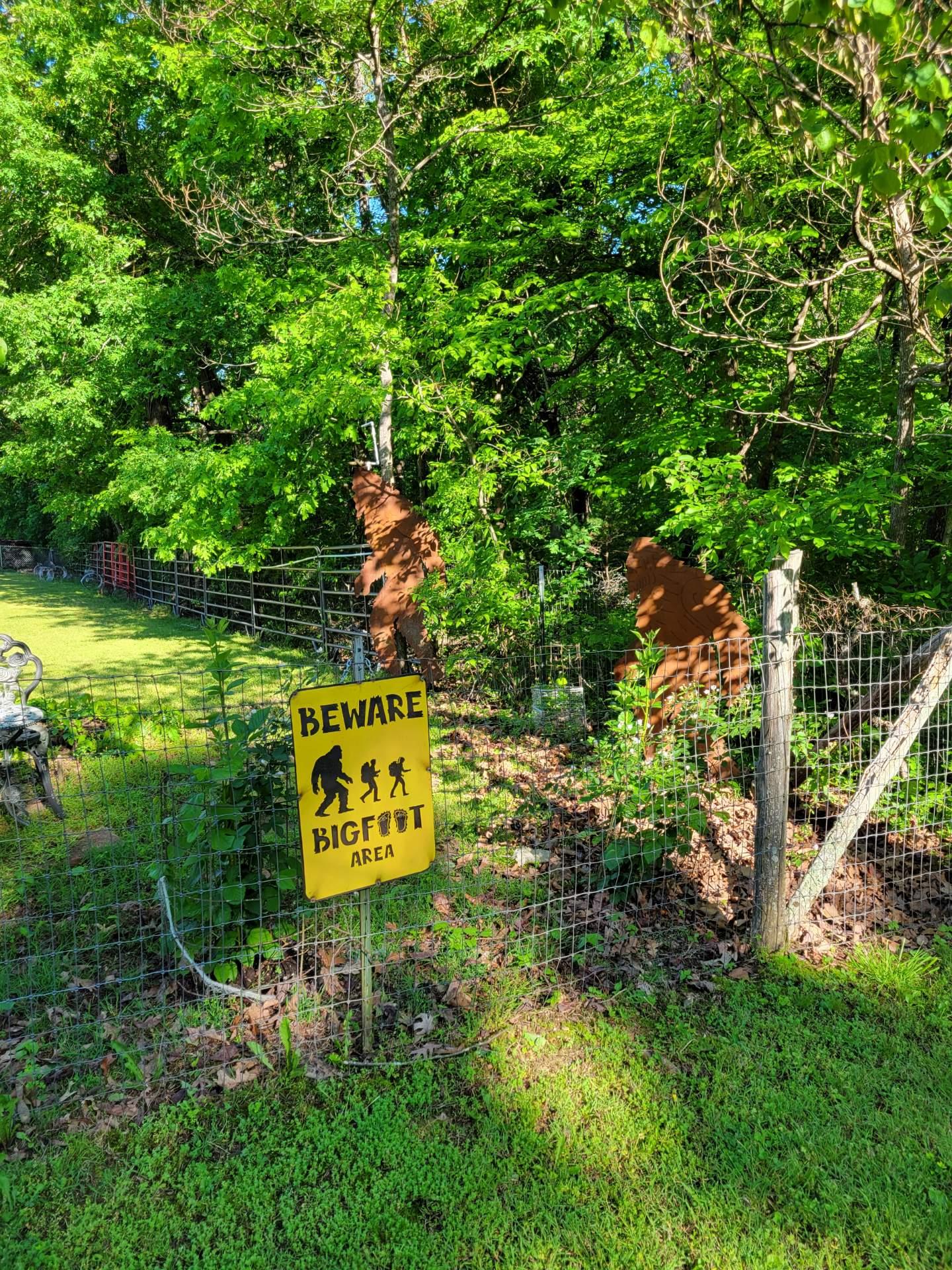 In the yard but be careful Big Foot might give you a hug!!!