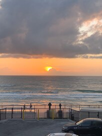 Balcony view during sunrise.
