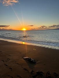 Sunset at the beach just steps from Kahana Falls