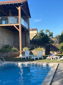 Pool garden looking up to terrace
