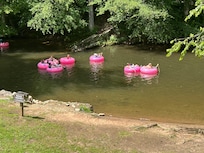 View of tubers on the river.