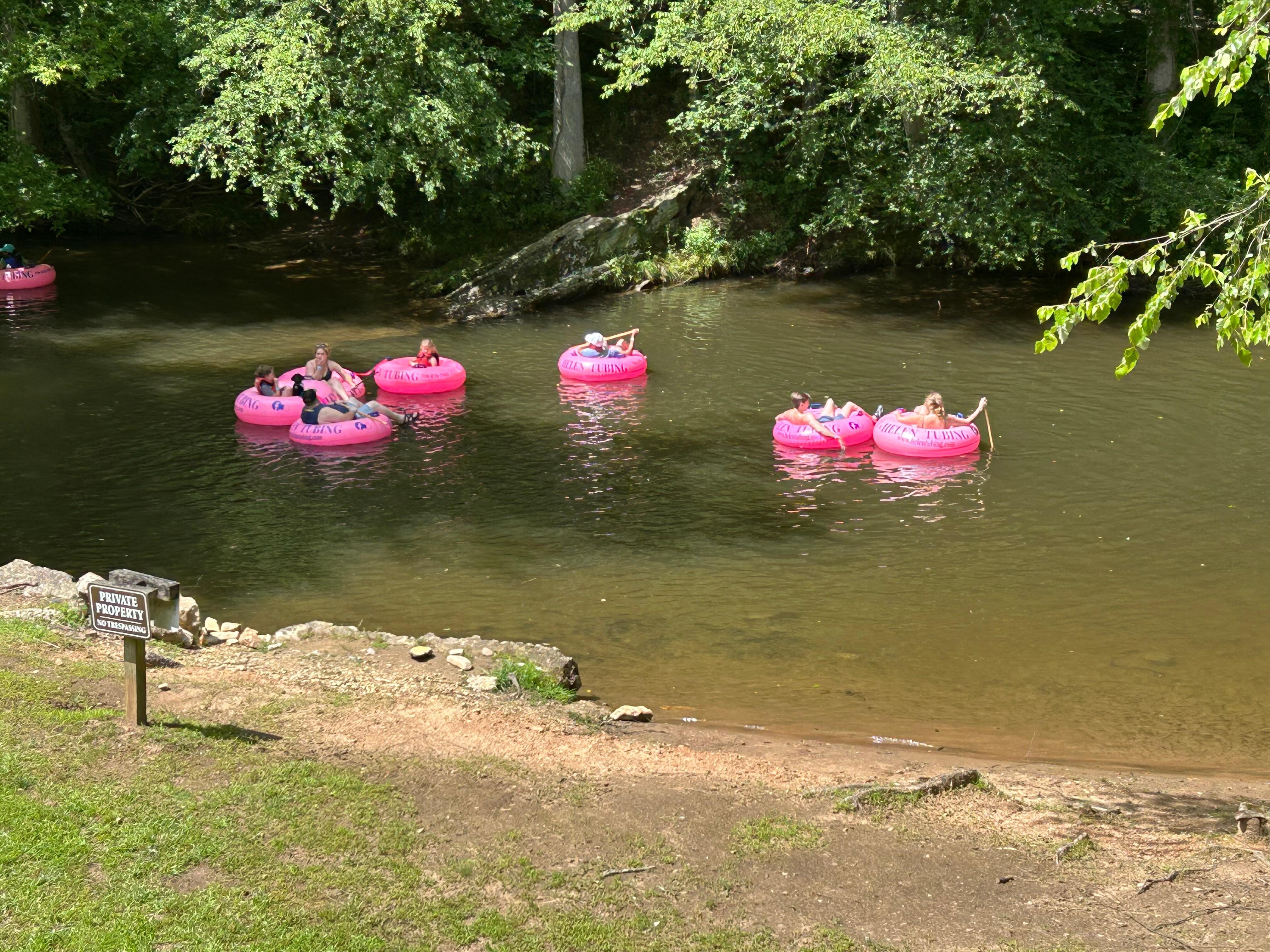 View of tubers on the river.