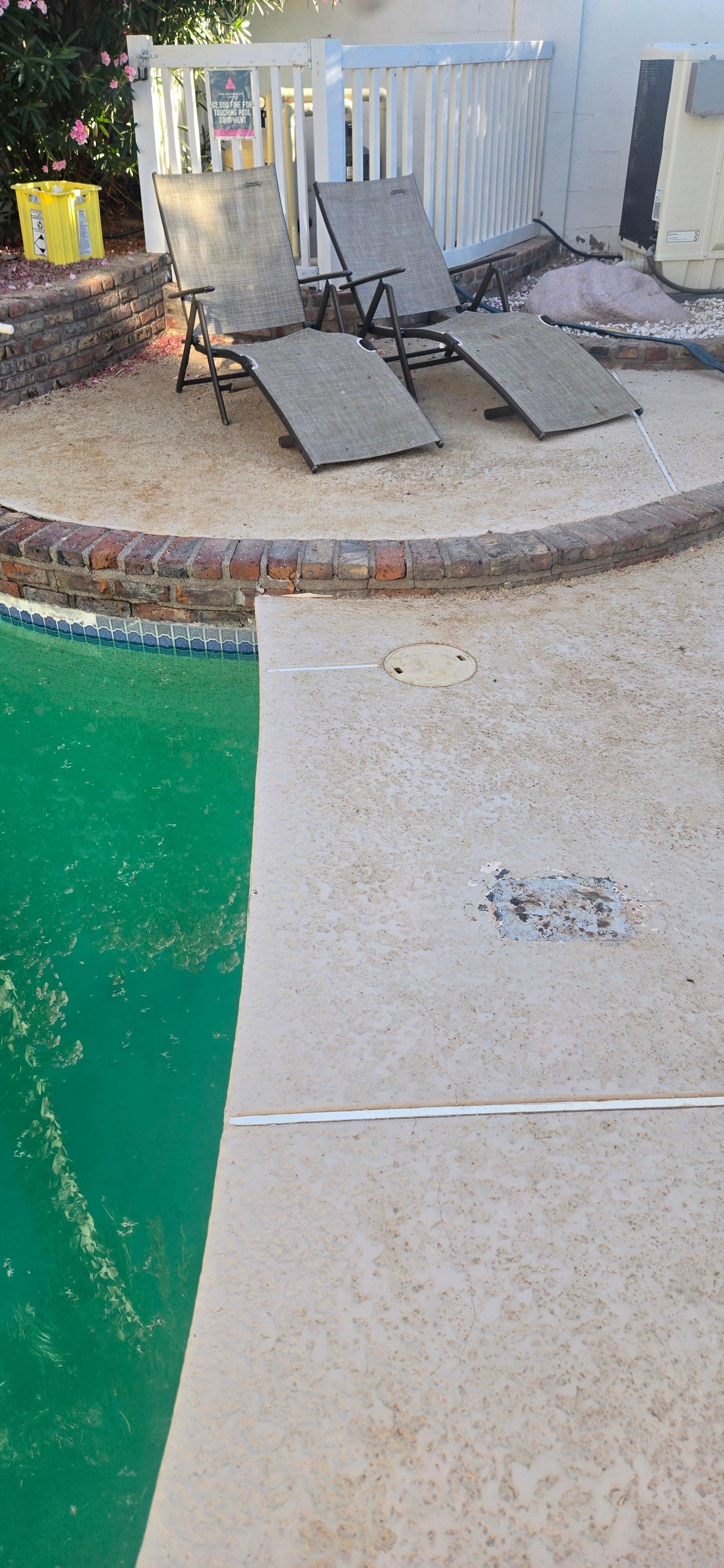 Diving board has been removed 