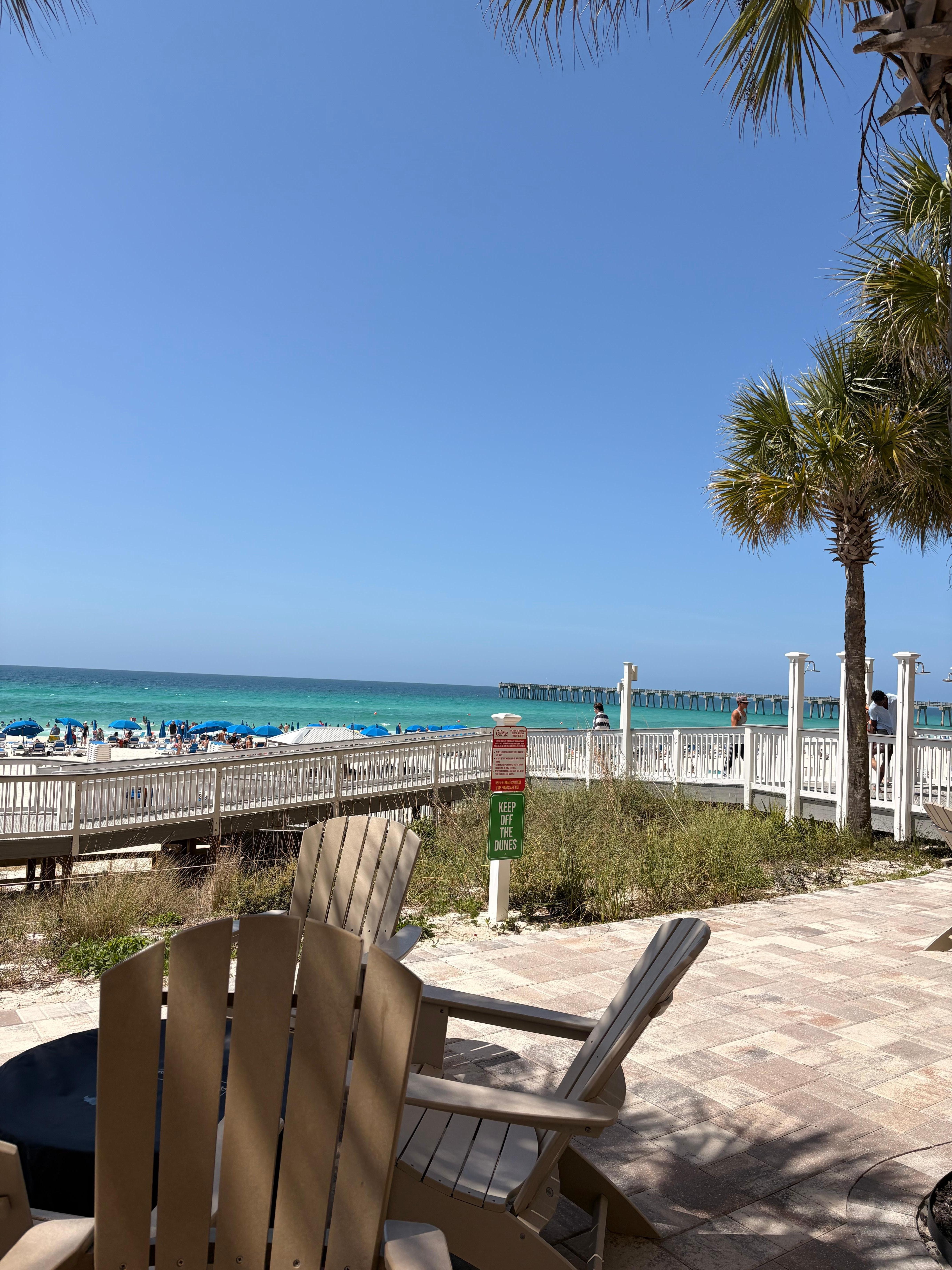 View of beach from pool area