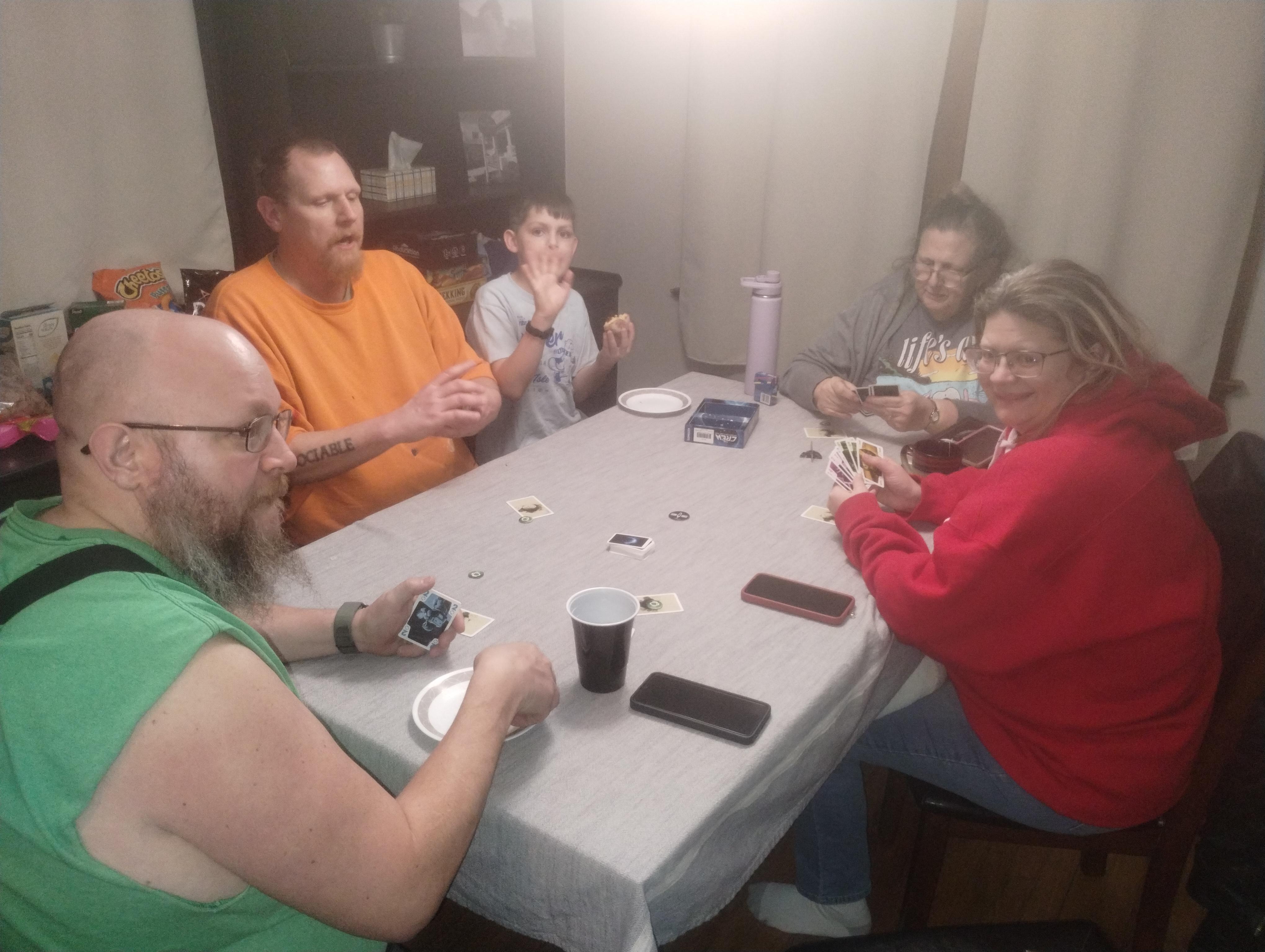 Playing games at the dining table