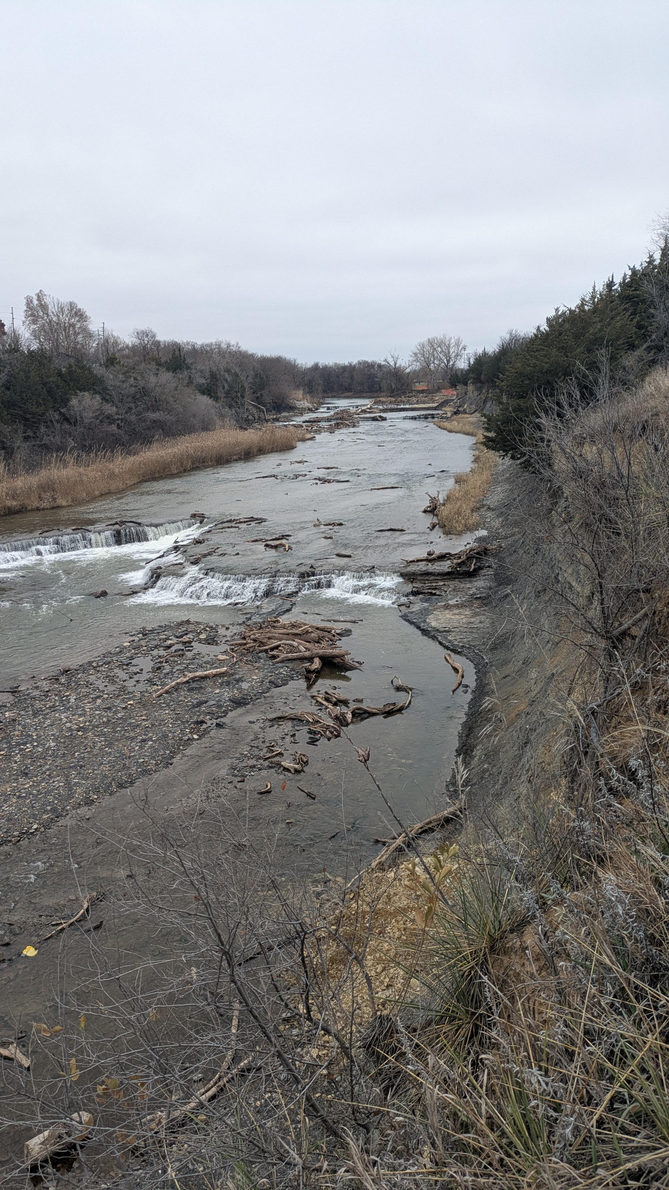 Waterfalls across the street! 