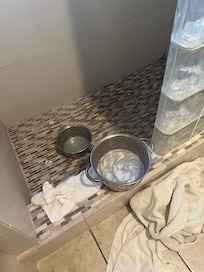 We had to use pots full of water to bath.