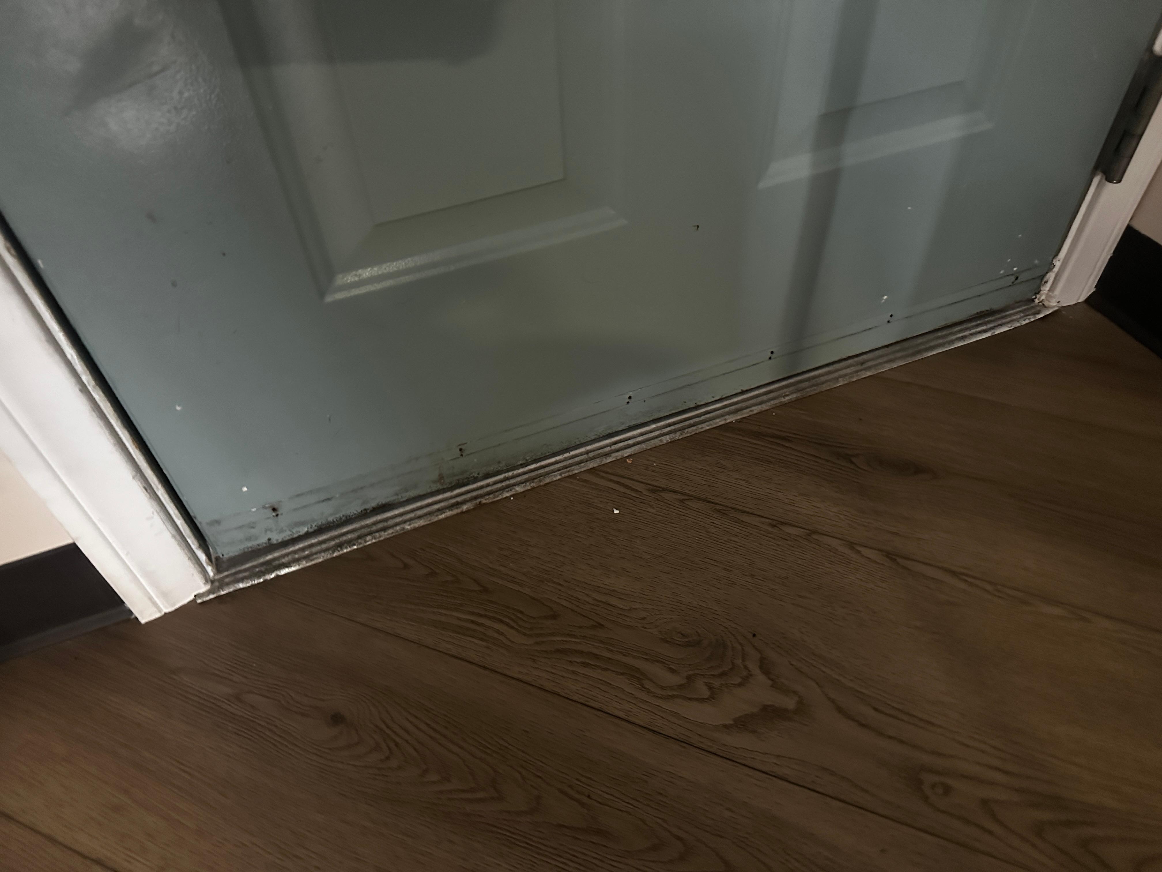 No running plate, scuffs bottom of door