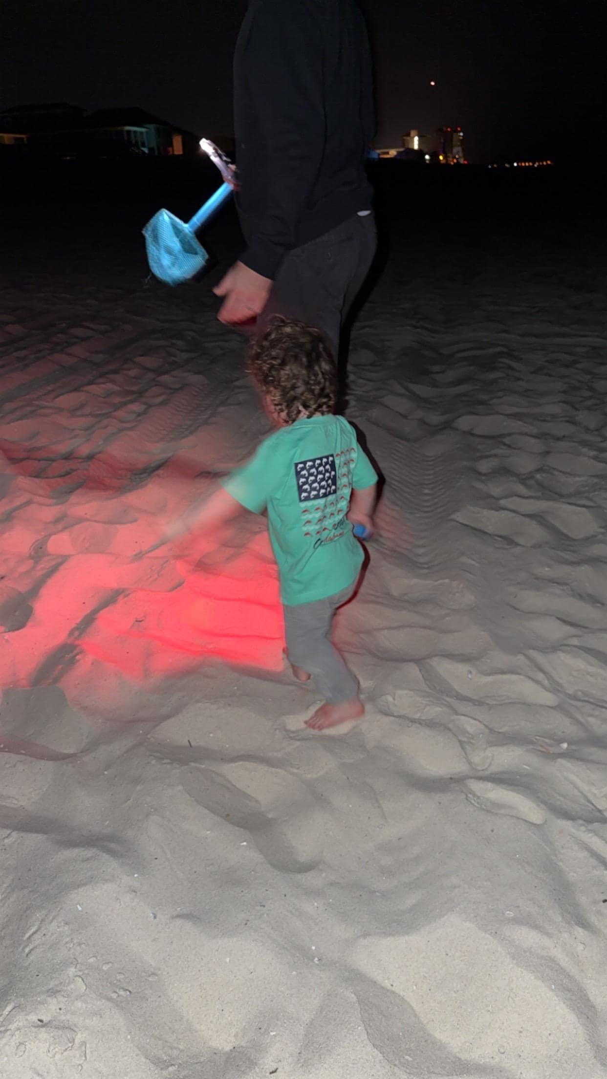 Looking for crabs on the beach!