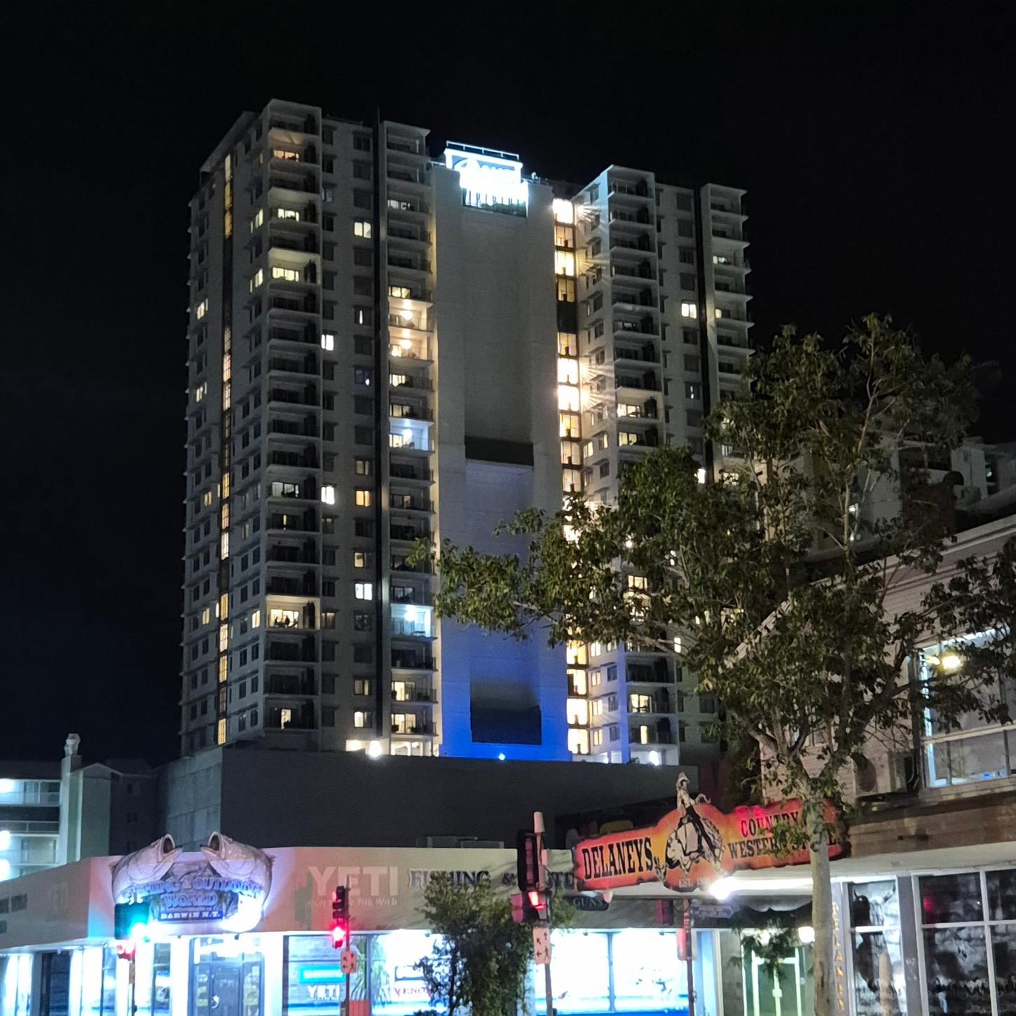The hotel at night