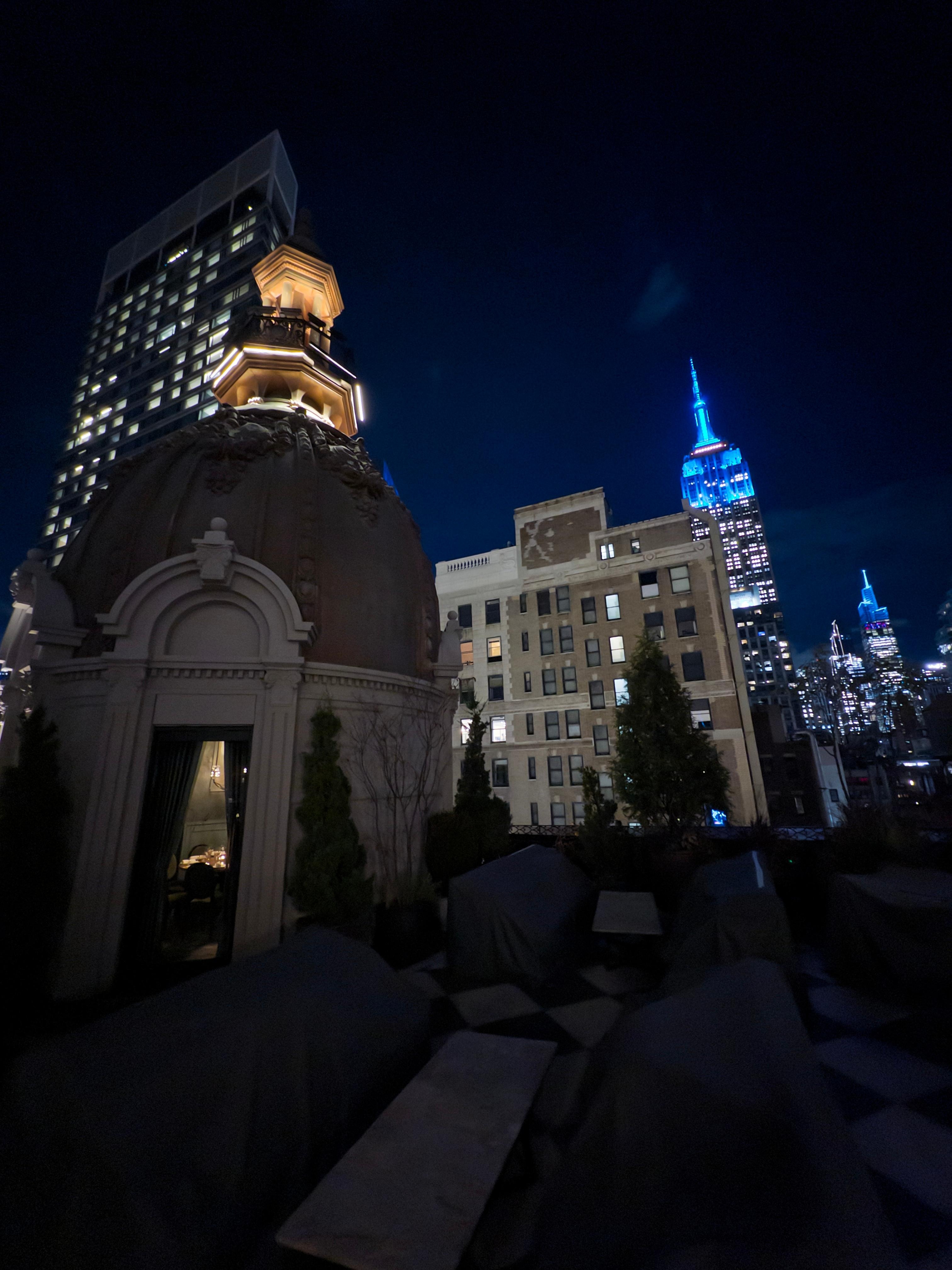 On the roof. Inside is amazing but will save that for you to experience. 