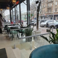 From the front of the hotel.where you eat breakfast lunch etc'
Very nice view of the street.