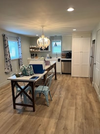 There is no oven other than the microwave/convection oven. If you plan on cooking, bring your extras like foil, saran wrap… also, there was no salt and pepper