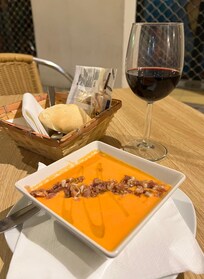 “salamorejo cordobés“ soup (Andalusian gazpacho) at “La Compagnia”