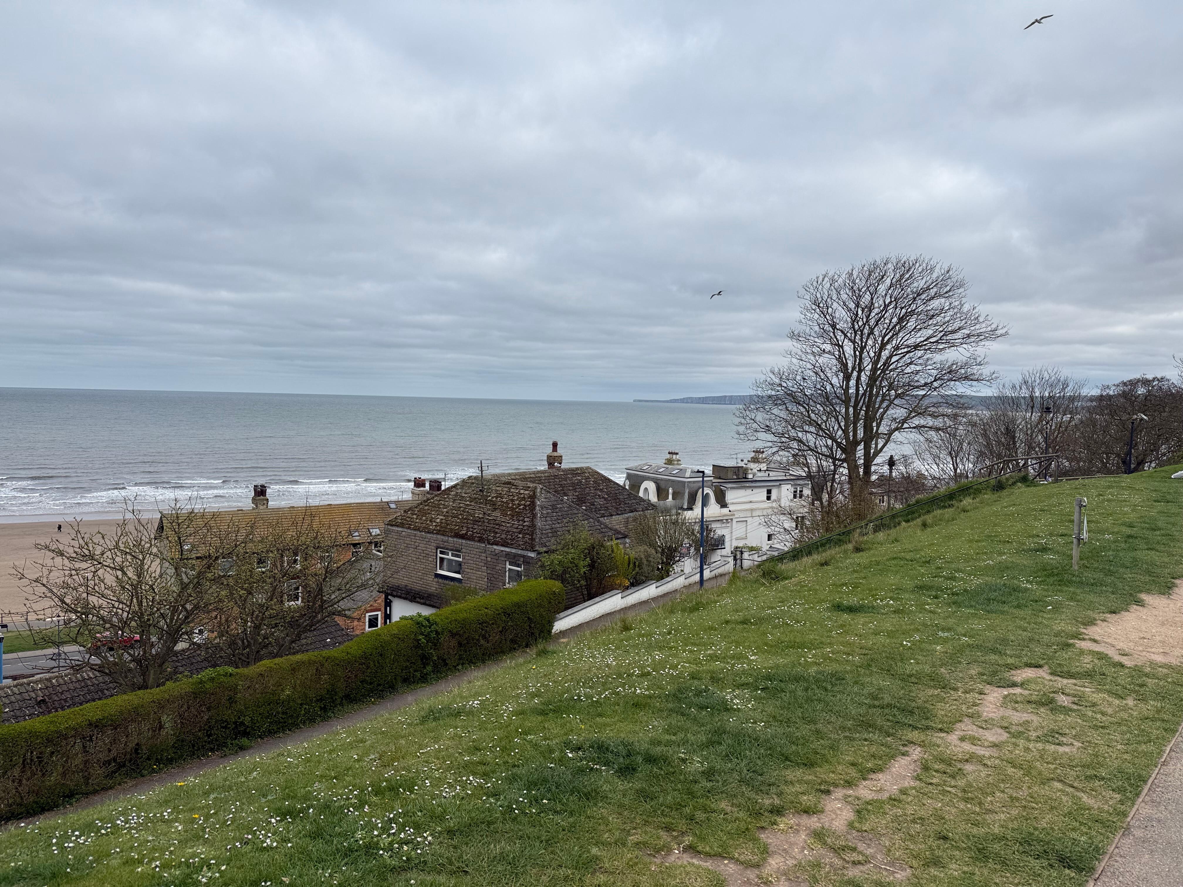 Views of the North Sea from the beach, the flat, and from town. 