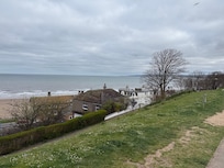 Views of the North Sea from the beach, the flat, and from town.