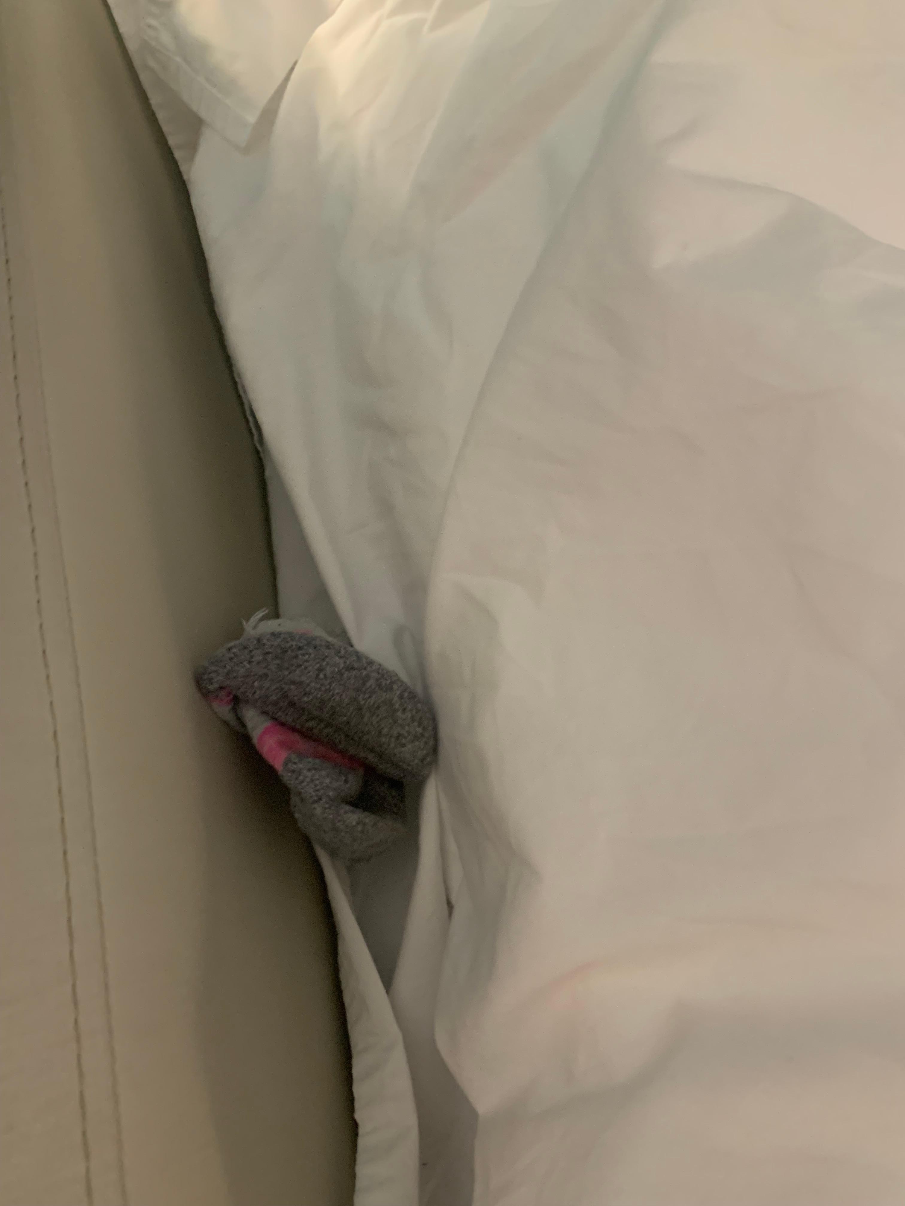 Random sock found in the bed