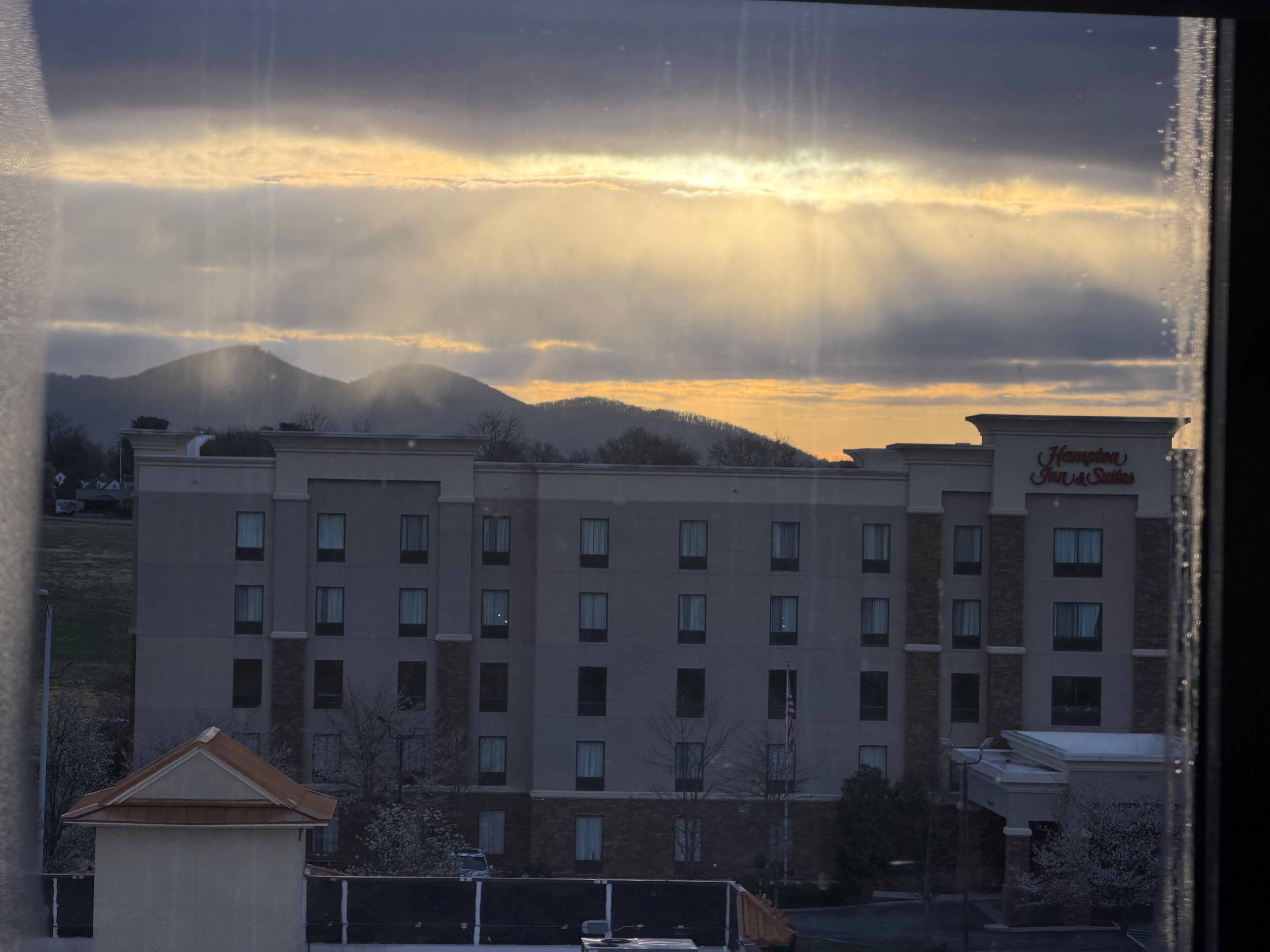 Morning view out the front of hotel