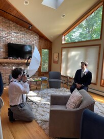 Wedding day in living room