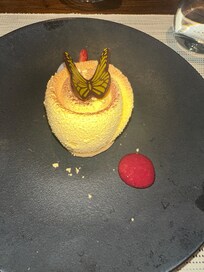 Passionfruit mousse dessert at El Asador steakhouse restaurant