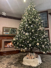 We enjoyed a cup of hot chocolate by the cozy fire!