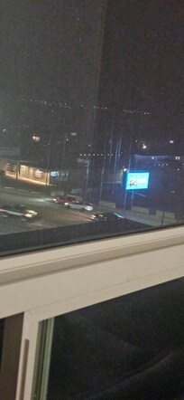 Window had liquid all over it the walls has food on iy