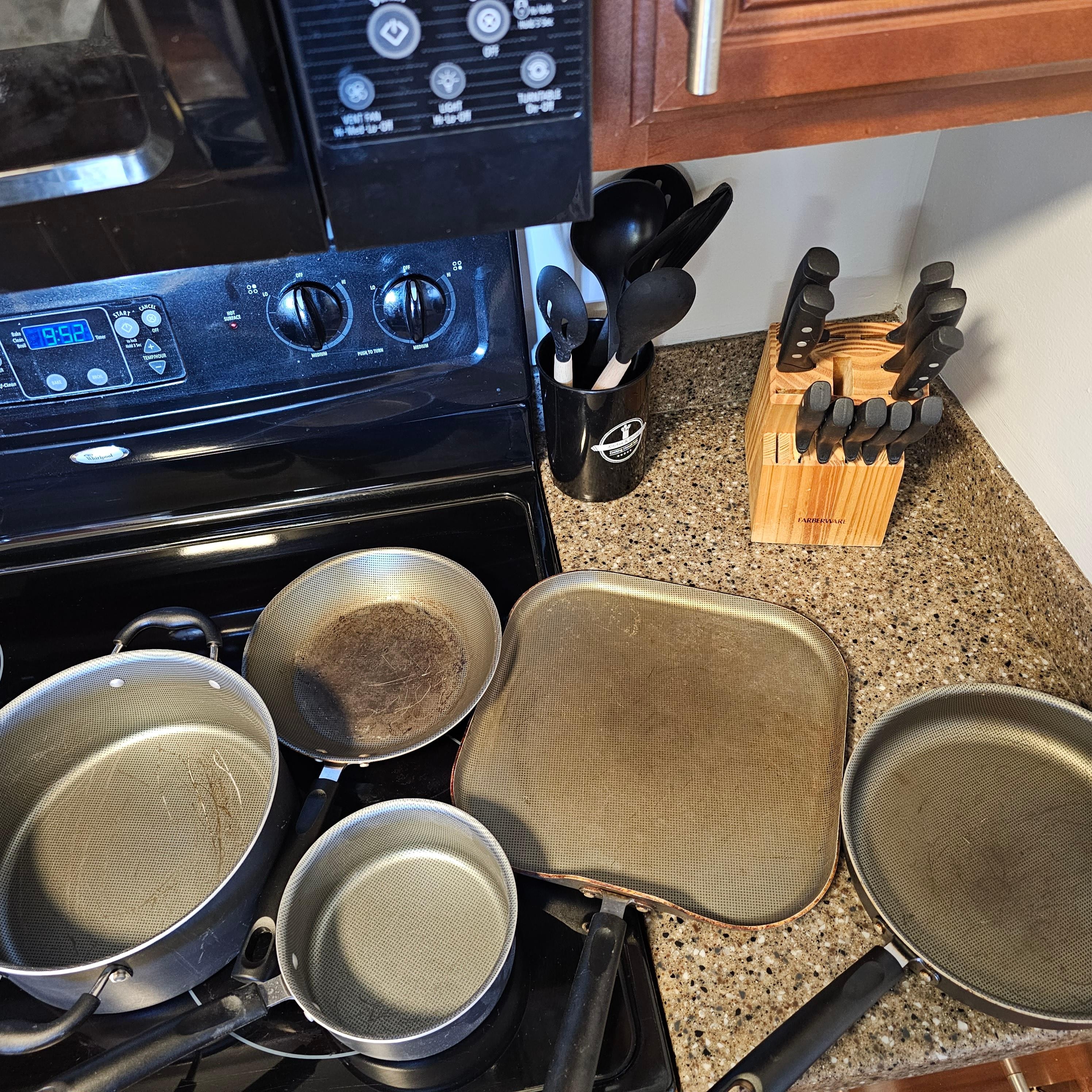 The very used and unusable pots and pans. Yes I know most people don't cook going to Nash but we were there 6 nights visiting family
