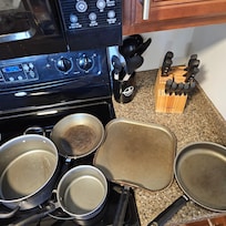 The very used and unusable pots and pans. Yes I know most people don't cook going to Nash but we were there 6 nights visiting family