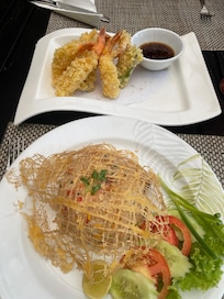 Delicious lunch in the beach restaurant