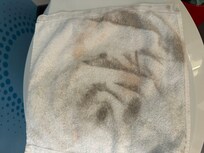 After I spilled some water from the iron, I mopped up the floor and this was the result.