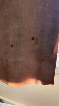 There was blood stains on the curtains.