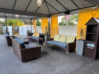 Patio furniture at the swimming pool