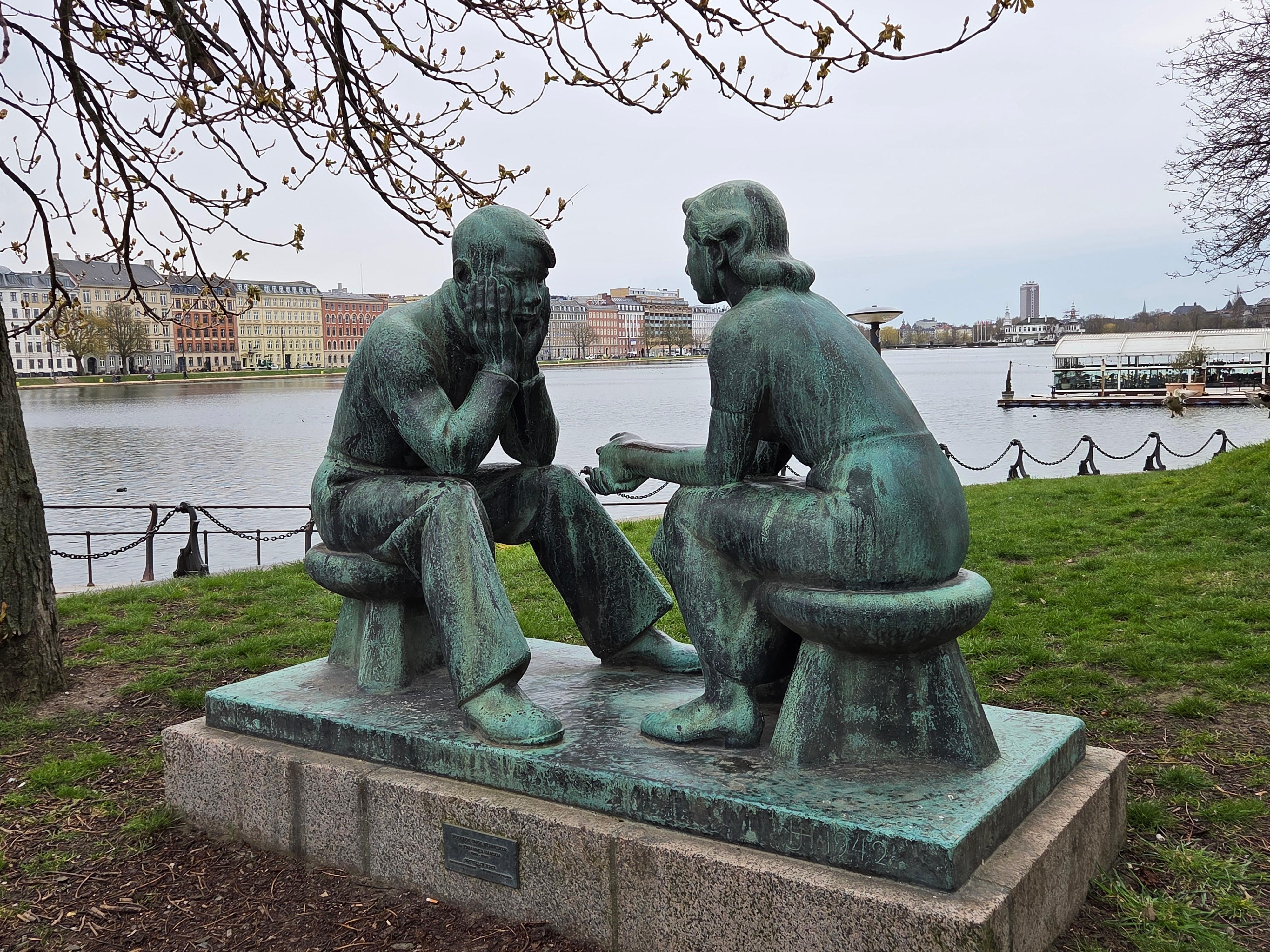Across the bridge toward the Norrebro neighborhood.