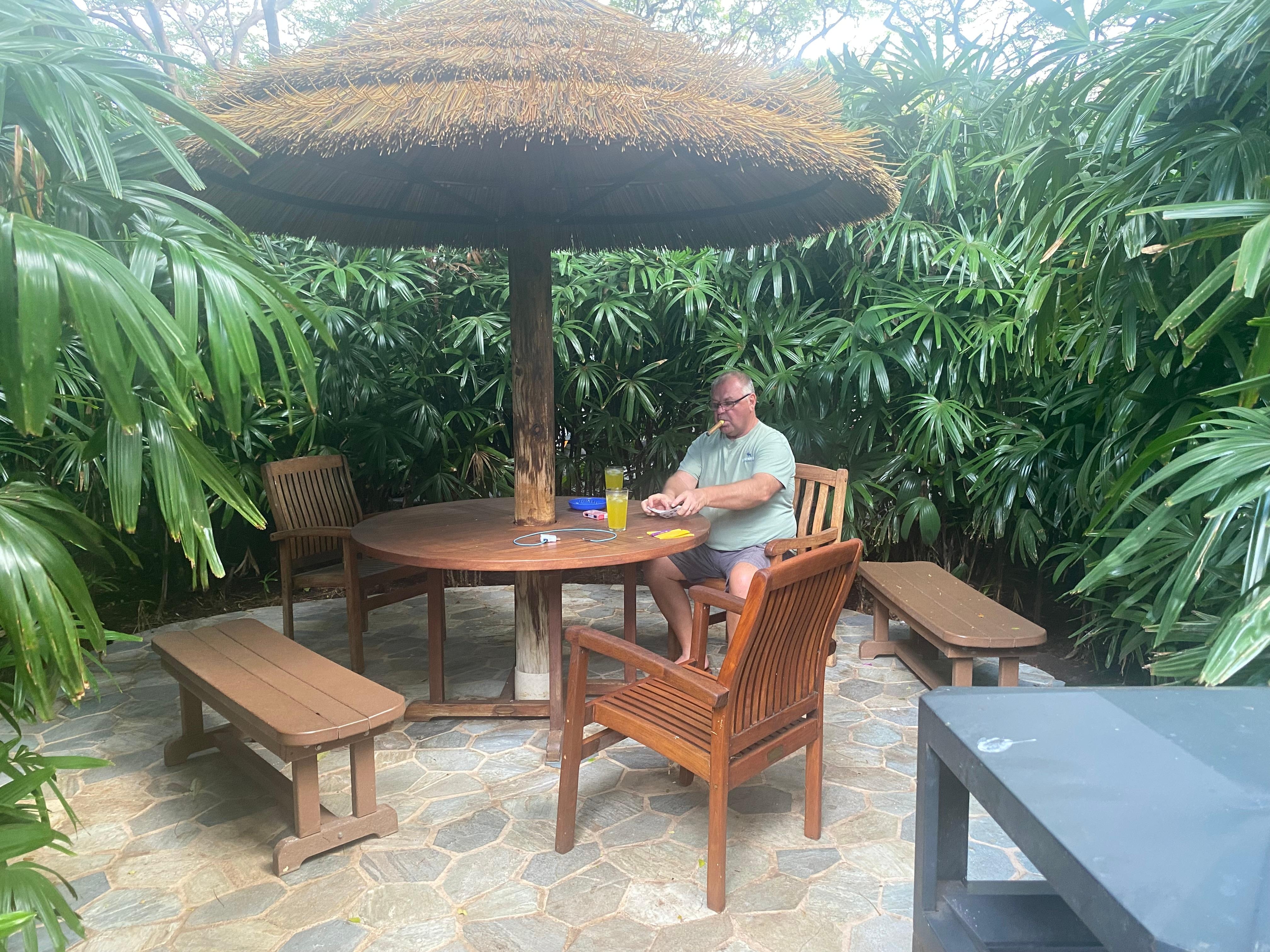 My husband enjoyed an evening cigar in the lovely smoking area