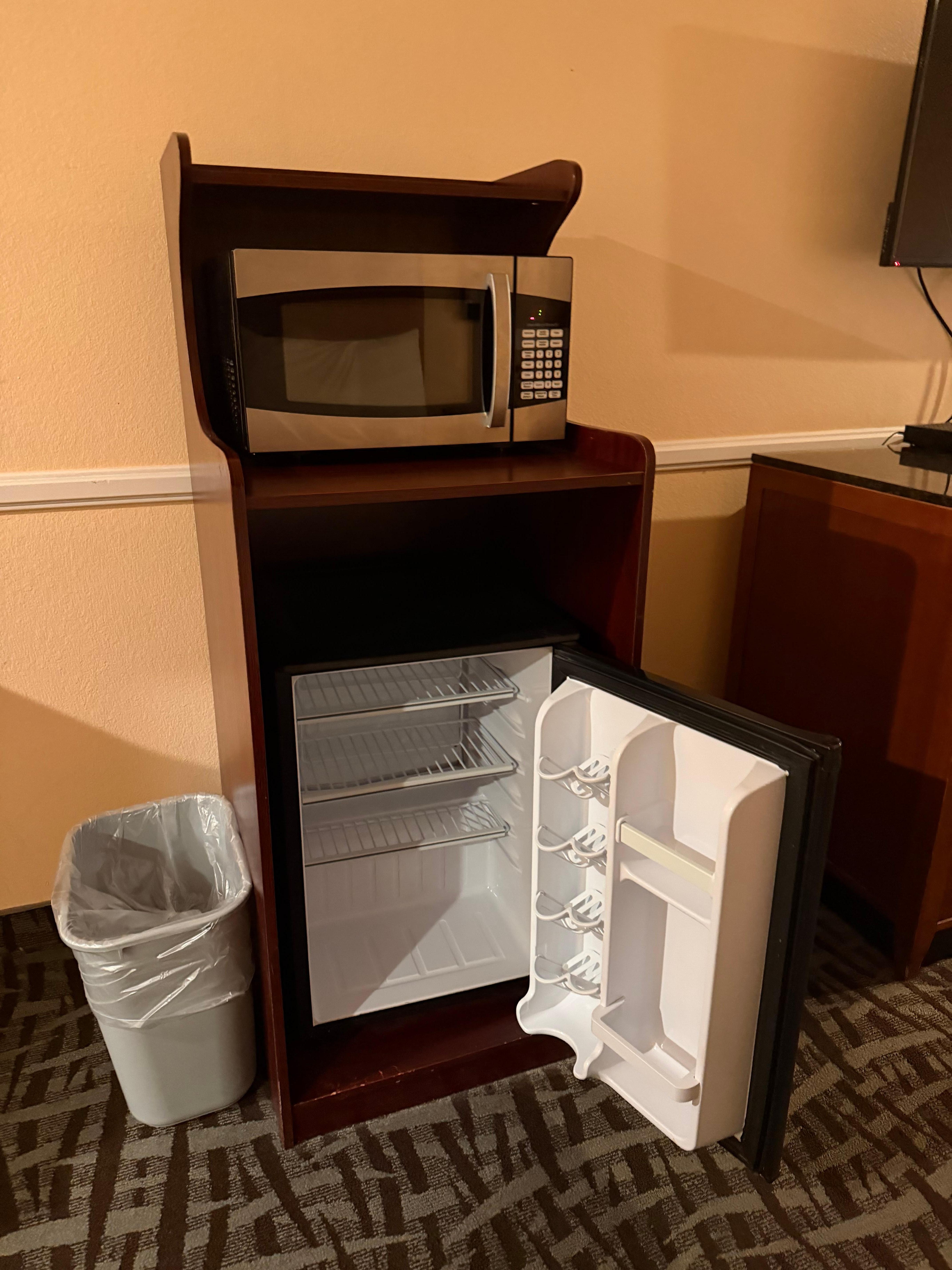 Microwave and mini fridge