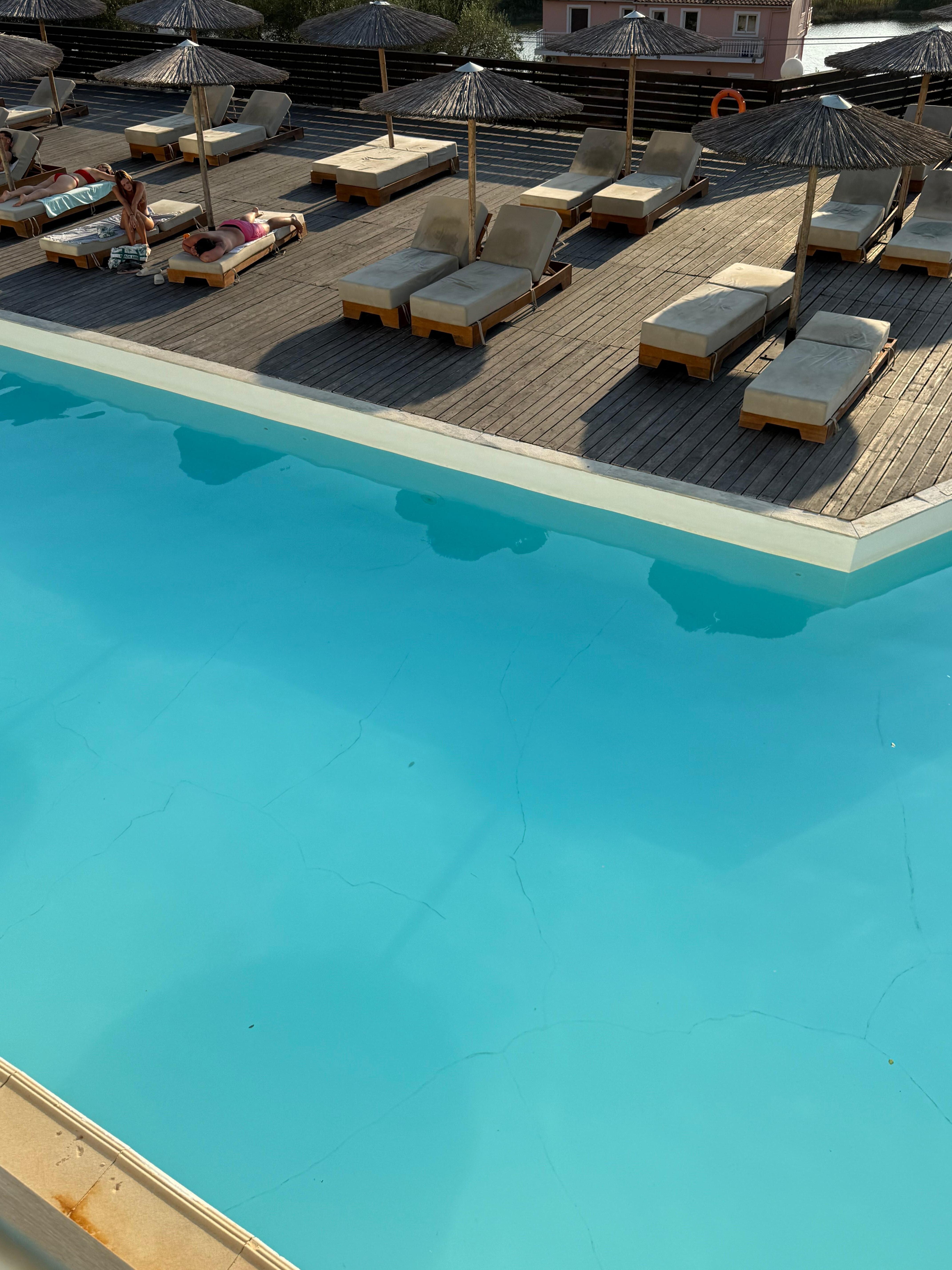 glas on the pool that was broken 