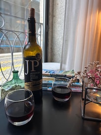We enjoyed sitting in the main area with our wine/drinks before heading out for our evening meal.