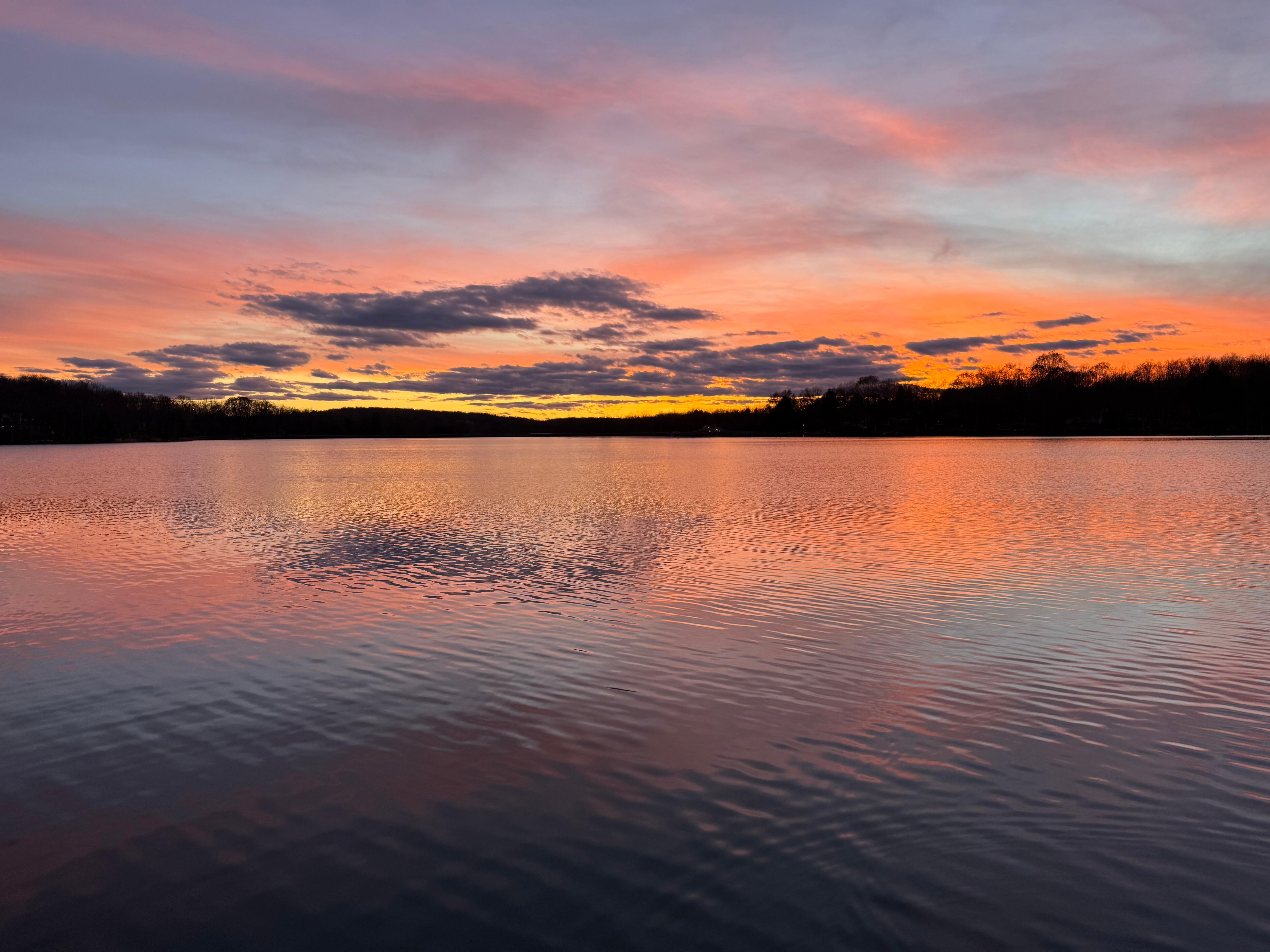 Spectacular sunset over the lake 