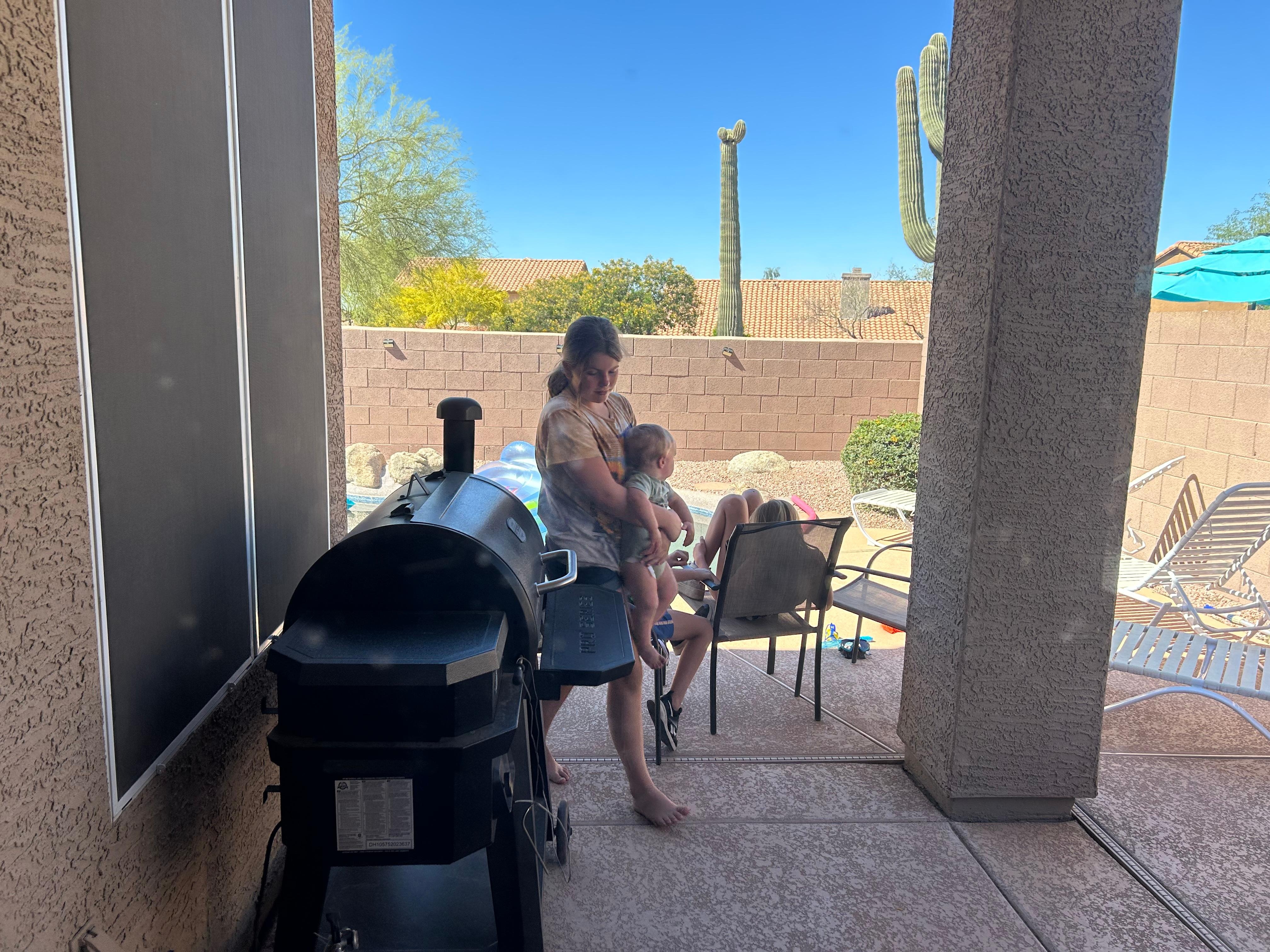 We used the pellet BBQ / smoker which worked great. 