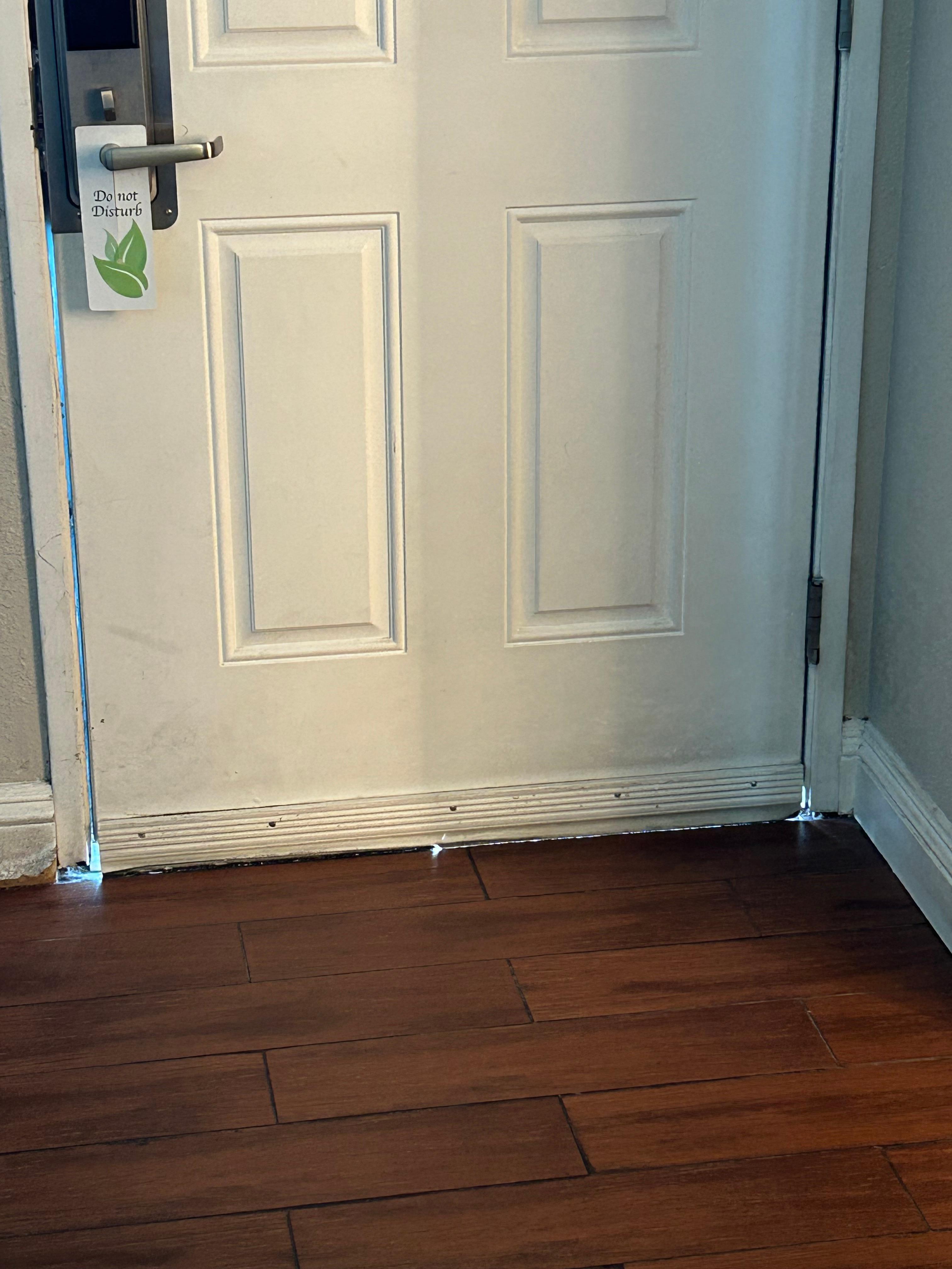 Large gaps at bottom of front door.
