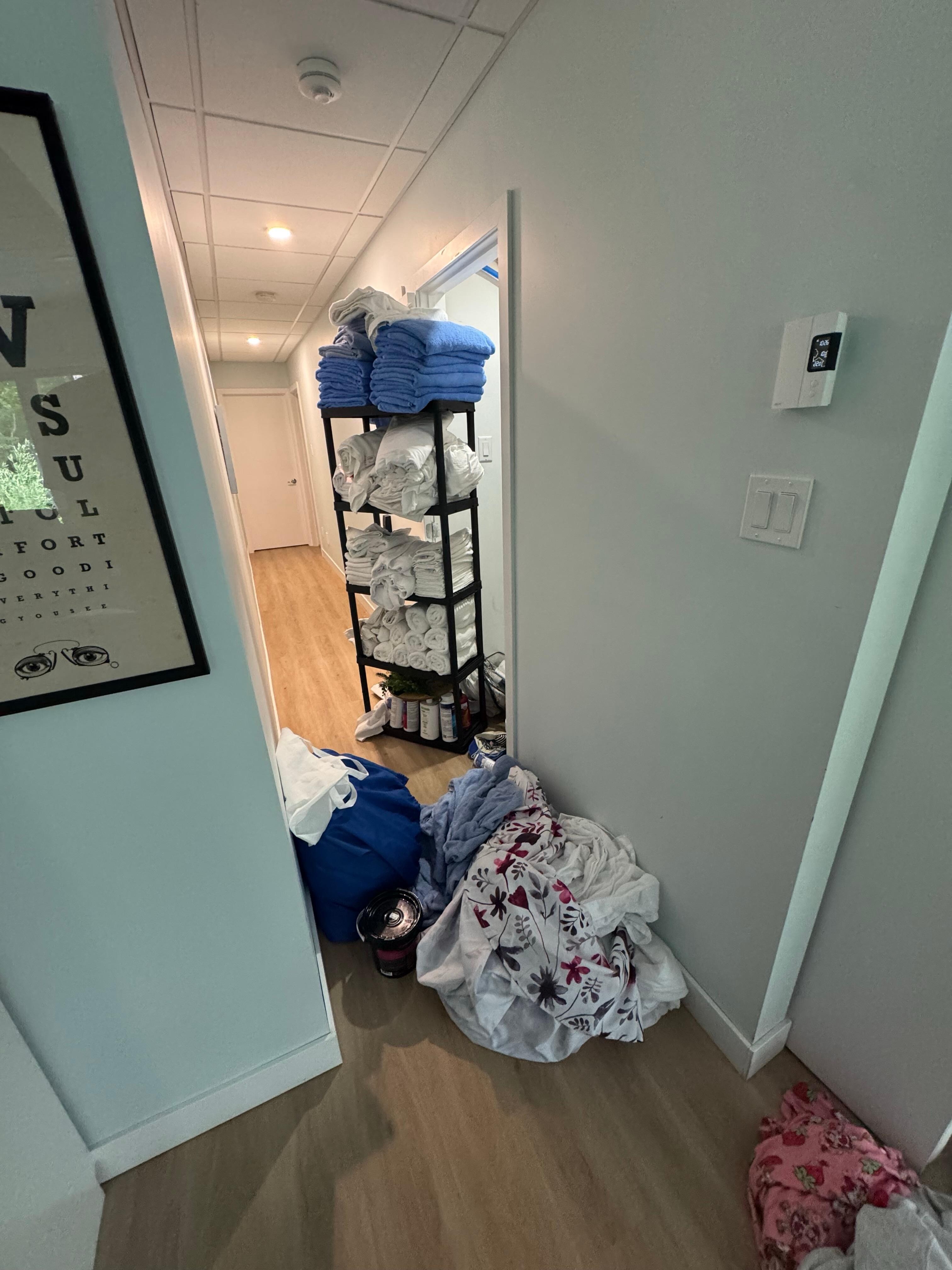 Some of the contents that were in the closet that we needed to pull out in order to access the well switch to turn the water back on.  