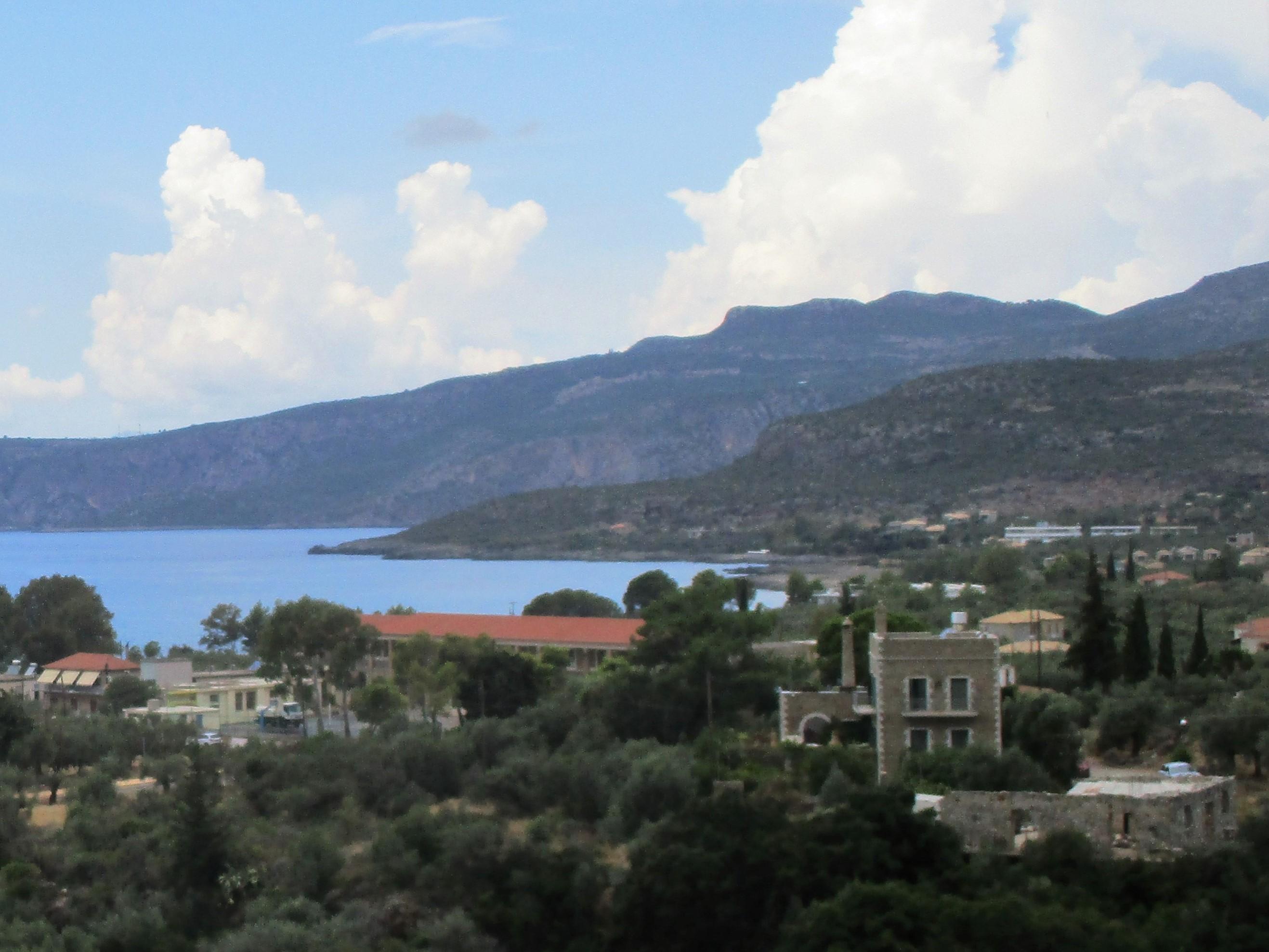 Kardamyli Beach Hotel far right top building on the sea