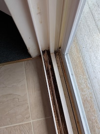 Sliding glass door track.