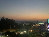 View out over the ocean at dusk