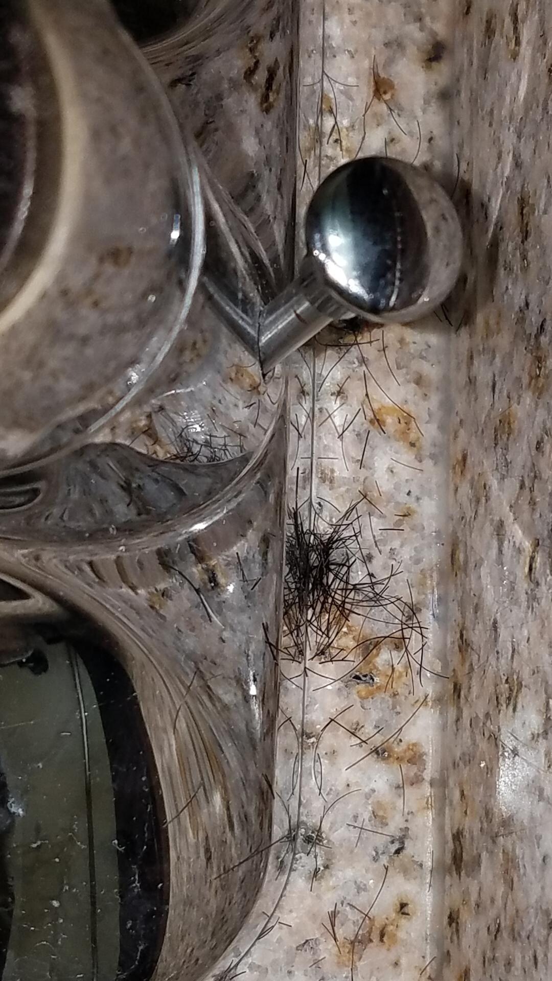 Hair behind sink